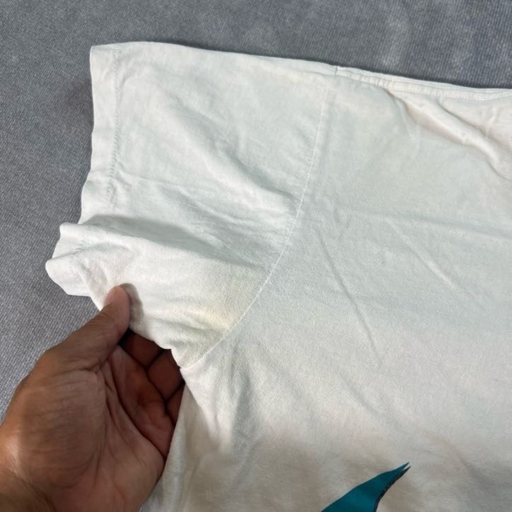 Nike Mens XL Vintage Swoosh T Shirt White Teal USA Single Stitch 90s Graphic - Picture 4 of 12
